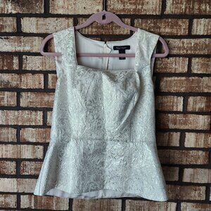 Ladies White House Black Market Metalic Brocade Sleeveless Top Size 6 EUC